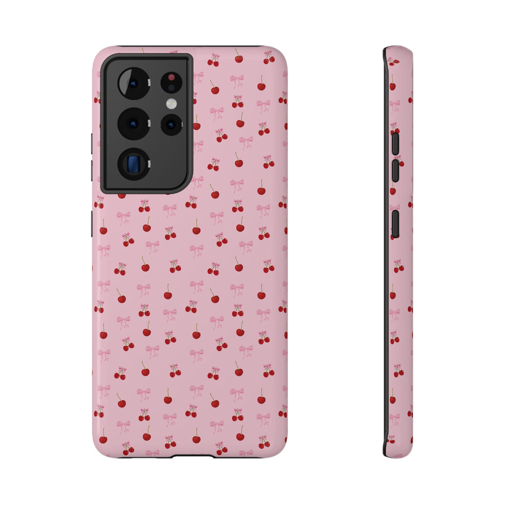Cherry-Bow Pattern Impact-Resistant Phone Case