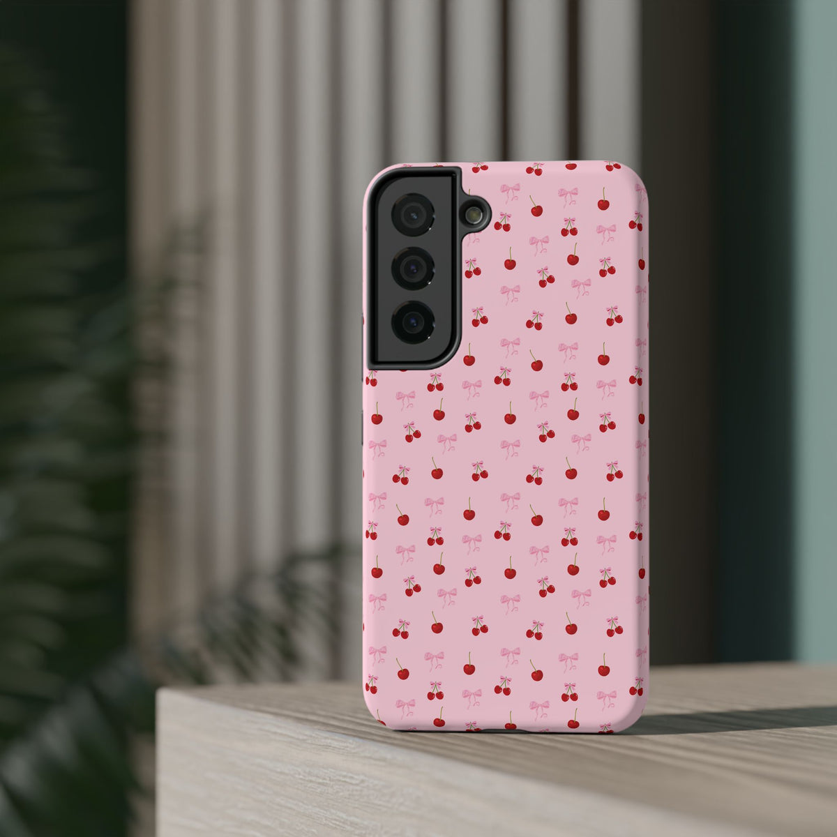 Cherry-Bow Pattern Impact-Resistant Phone Case
