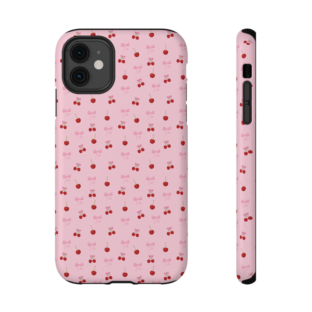 Cherry-Bow Pattern Impact-Resistant Phone Case