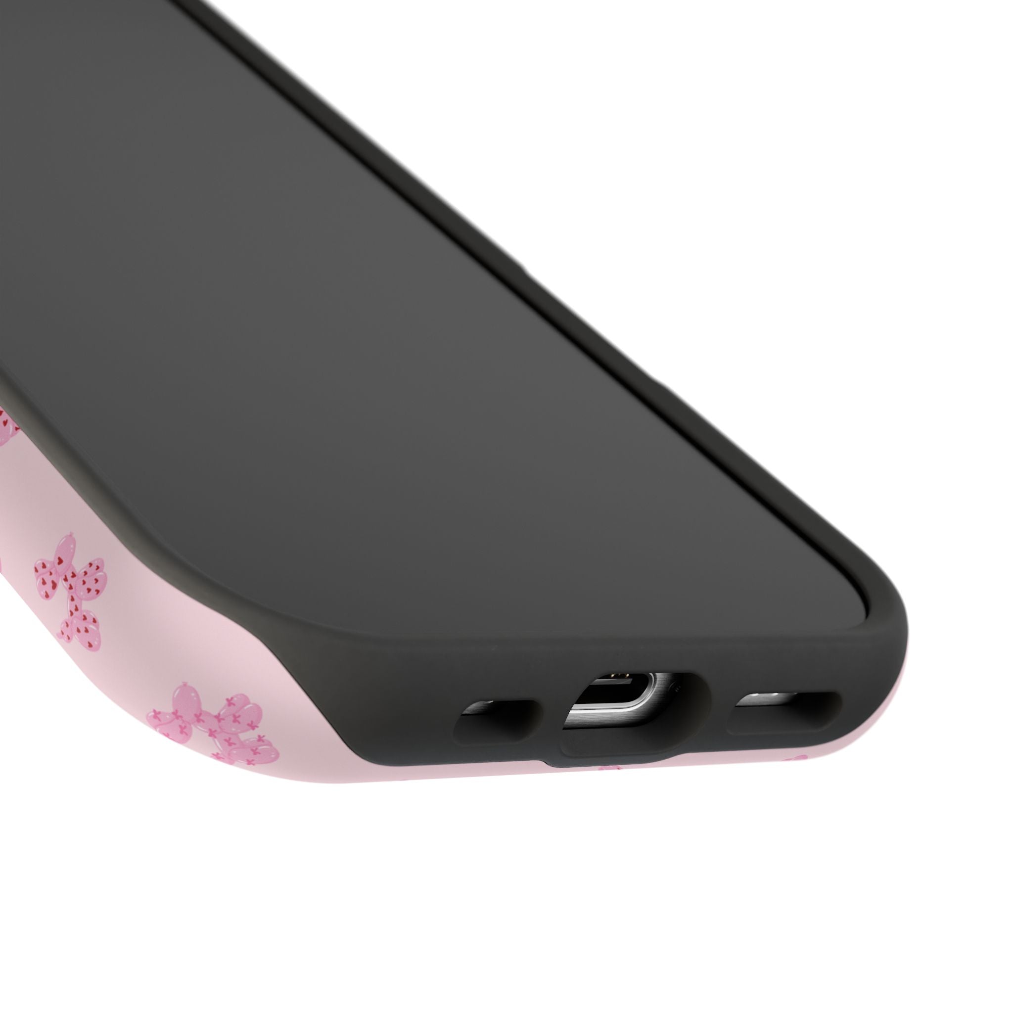 Pink Dog Bow's Cute Pattern Impact-Resistant Phone Case