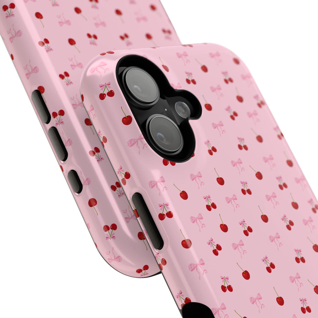 Cherry-Bow Pattern Impact-Resistant Phone Case
