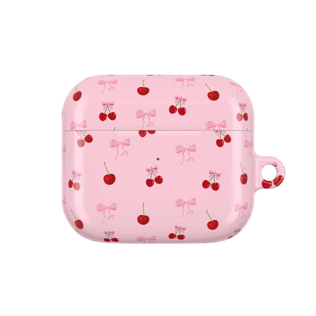 Cherry Bow AirPod Case — Cute Pink Cherry Pattern AirPods Pro Cover