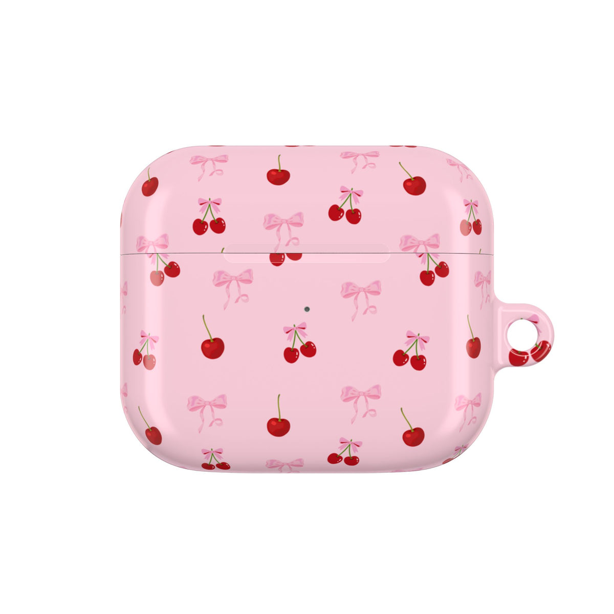 Cherry Bow AirPod Case — Cute Pink Cherry Pattern AirPods Pro Cover