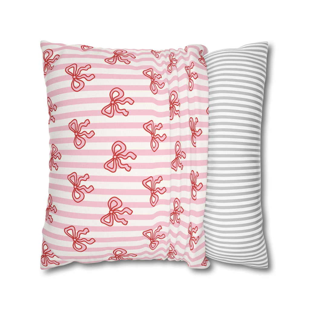 Pink Striped Bow's Pillowcase Cover