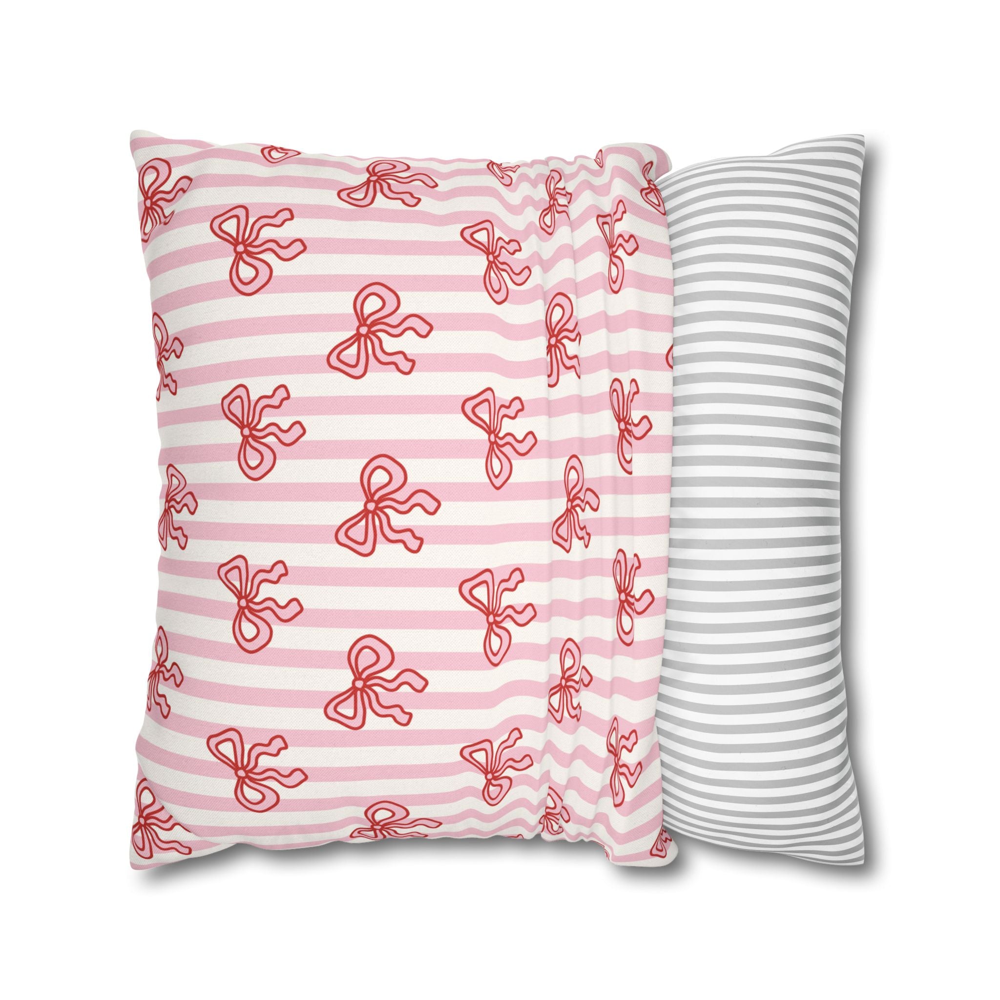Pink Striped Bow's Pillowcase Cover