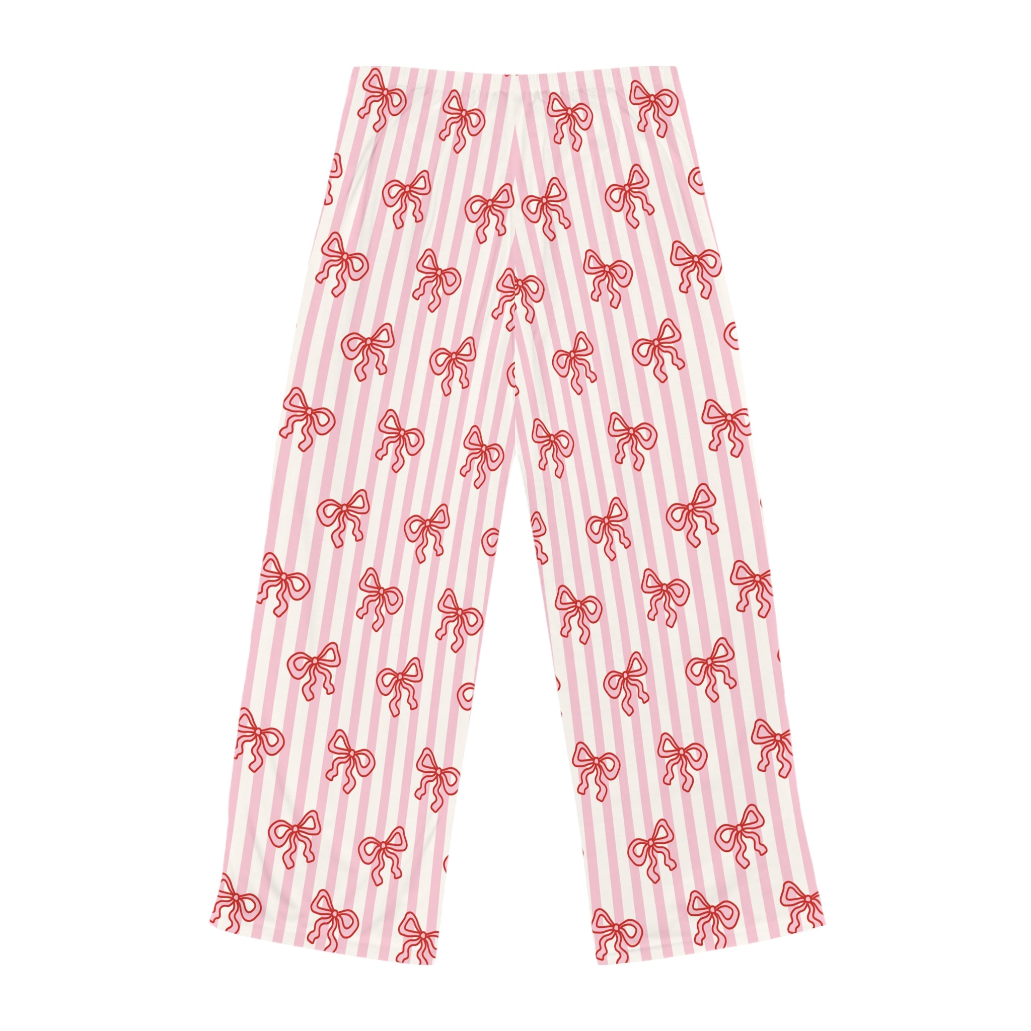 Cozy Pink Bow Stripe Pajama Pants