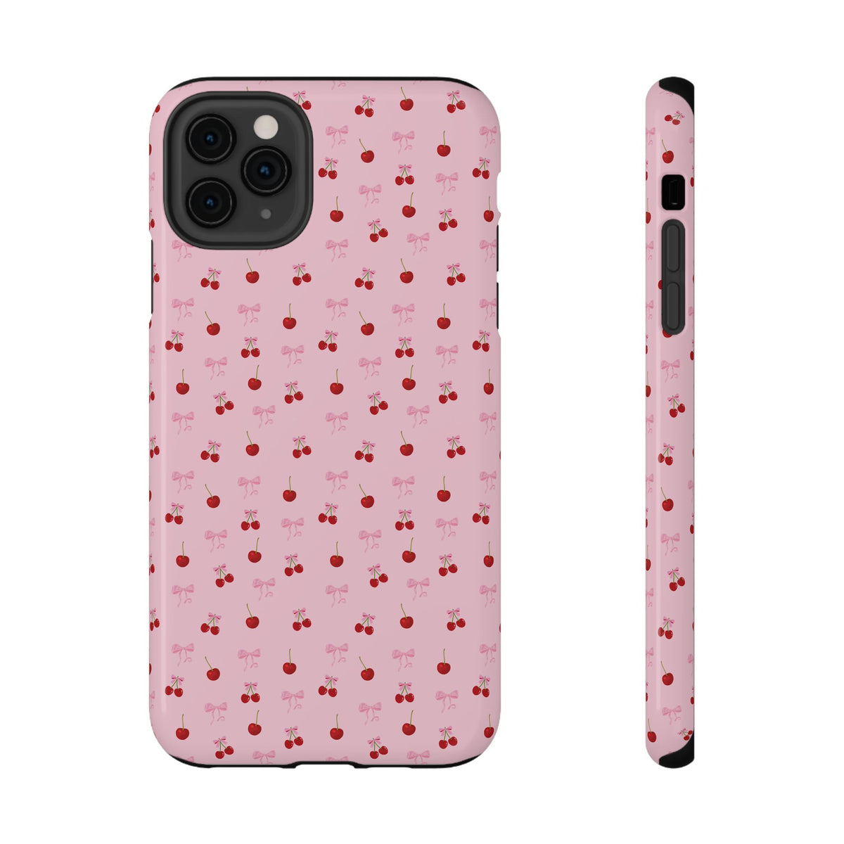 Cherry-Bow Pattern Impact-Resistant Phone Case