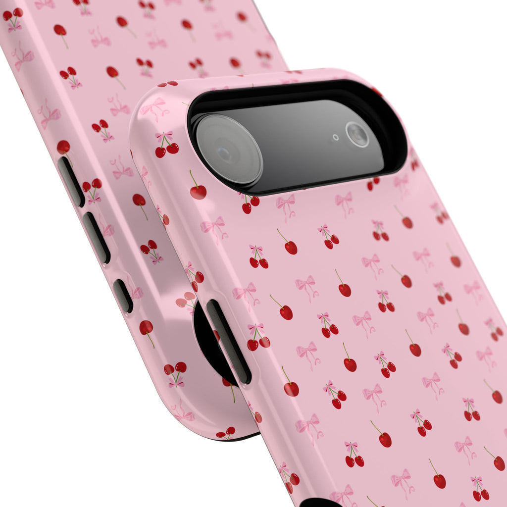 Cherry-Bow Pattern Impact-Resistant Phone Case