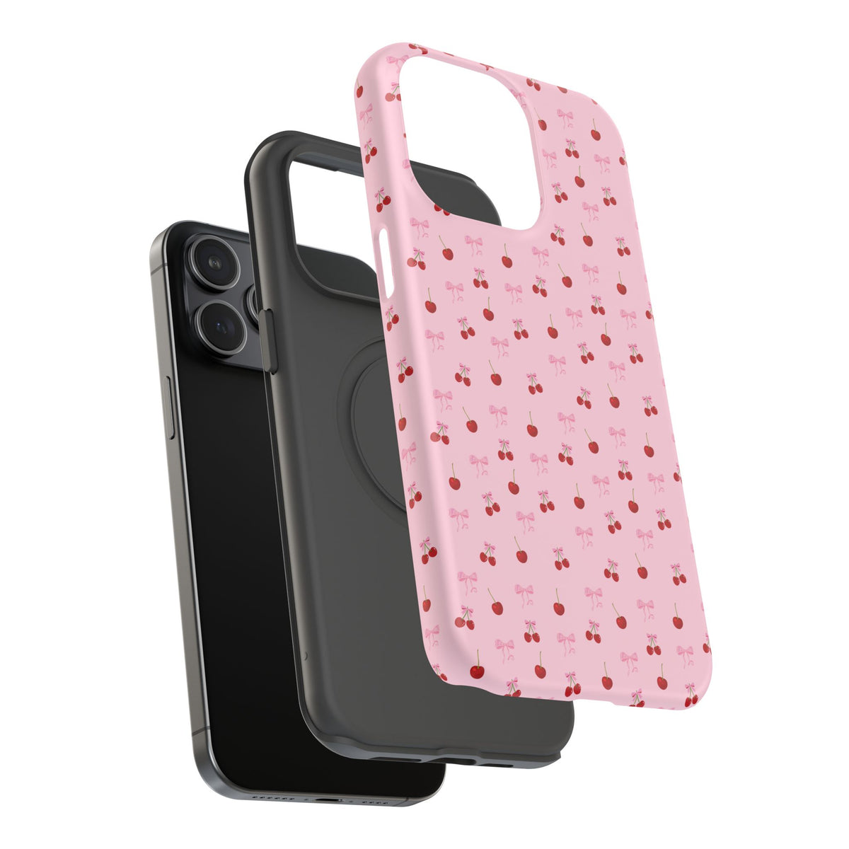 Cherry-Bow Pattern Impact-Resistant Phone Case