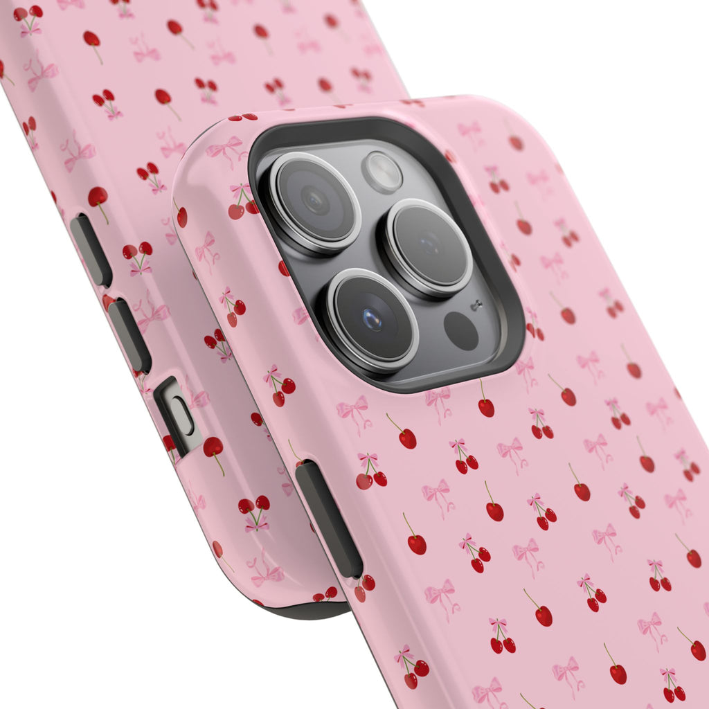 Cherry-Bow Pattern Impact-Resistant Phone Case