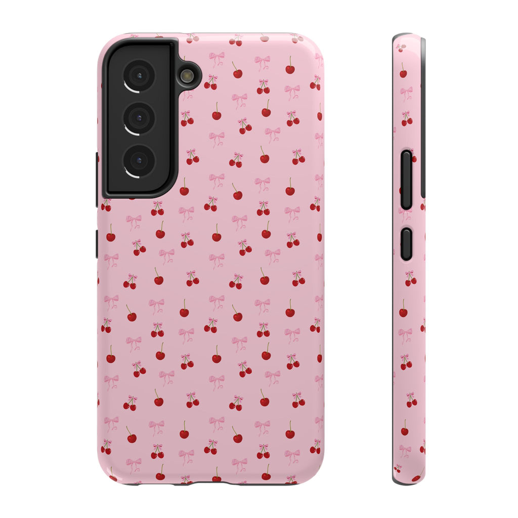 Cherry-Bow Pattern Impact-Resistant Phone Case