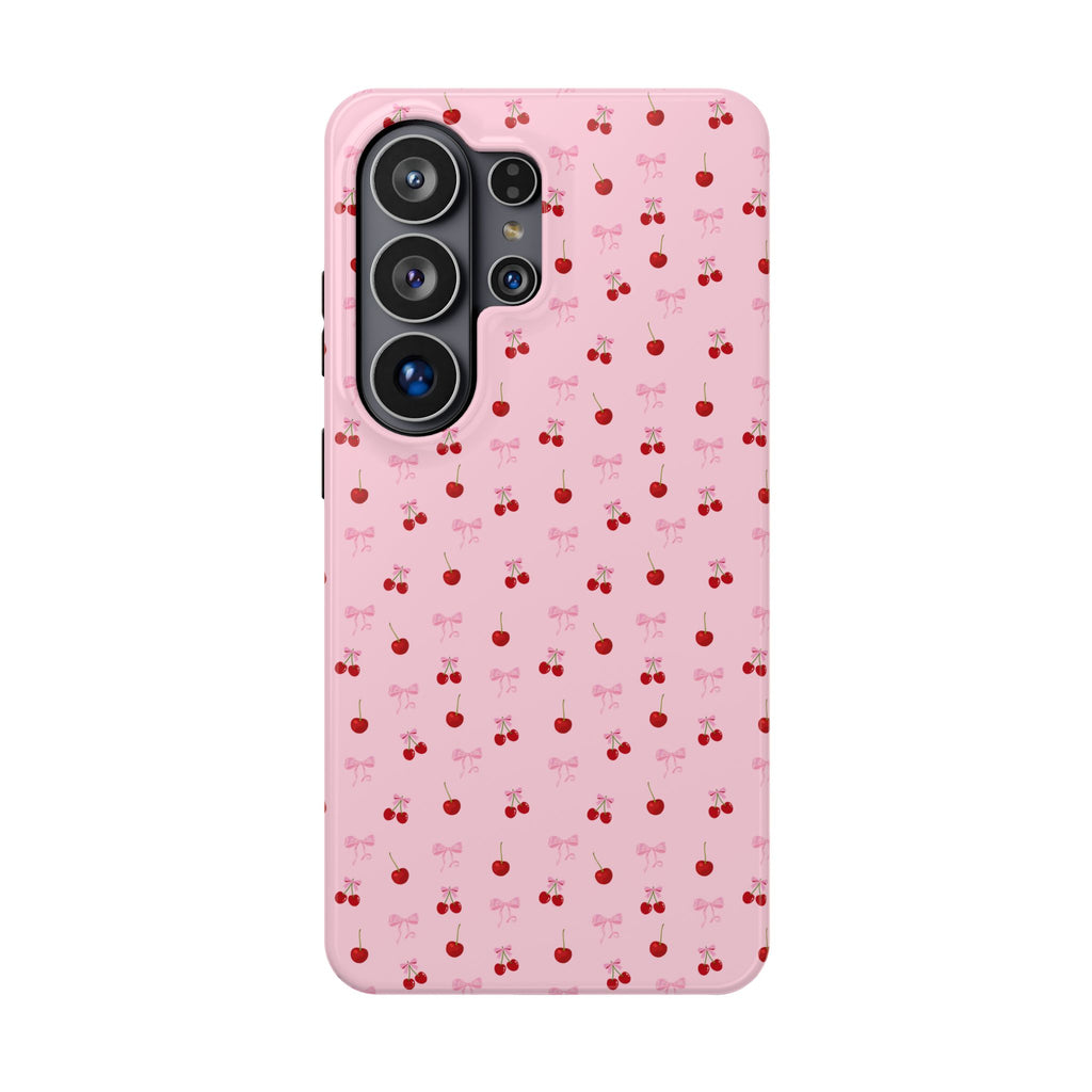 Cherry-Bow Pattern Impact-Resistant Phone Case