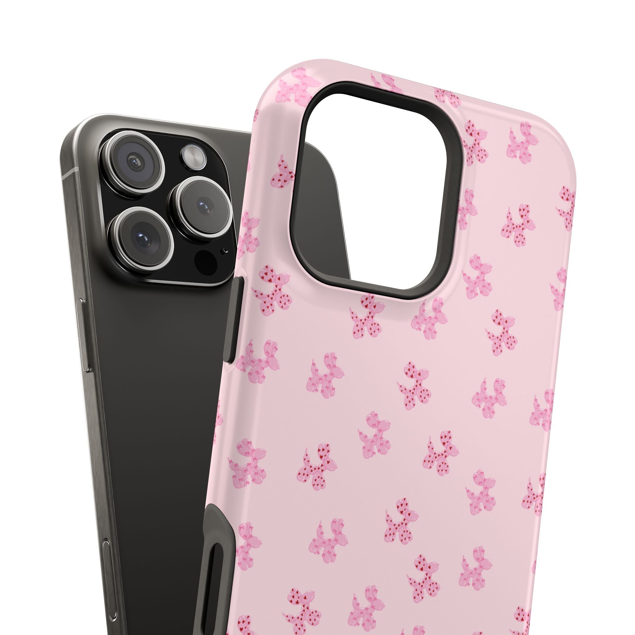 Pink Dog Bow's Cute Pattern Impact-Resistant Phone Case