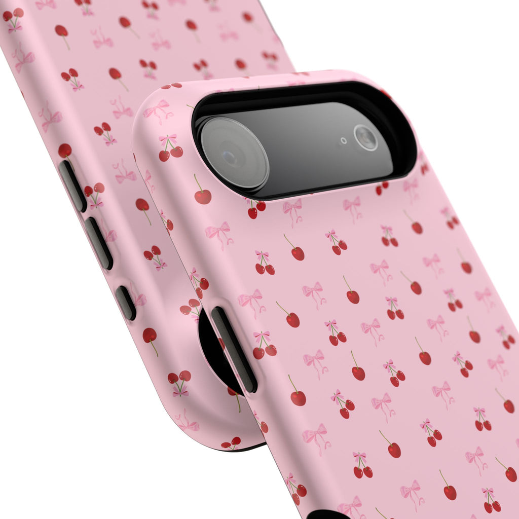 Cherry-Bow Pattern Impact-Resistant Phone Case