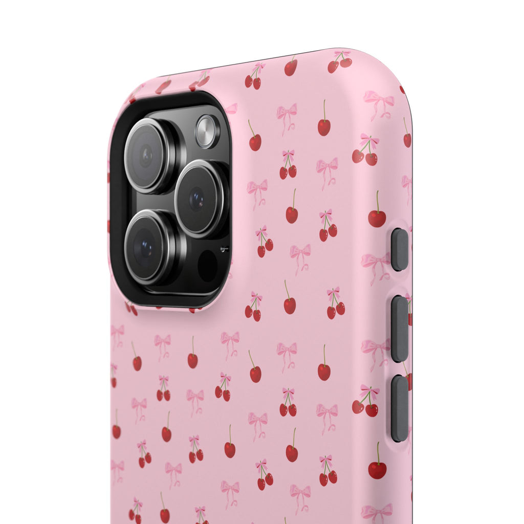Cherry-Bow Pattern Impact-Resistant Phone Case