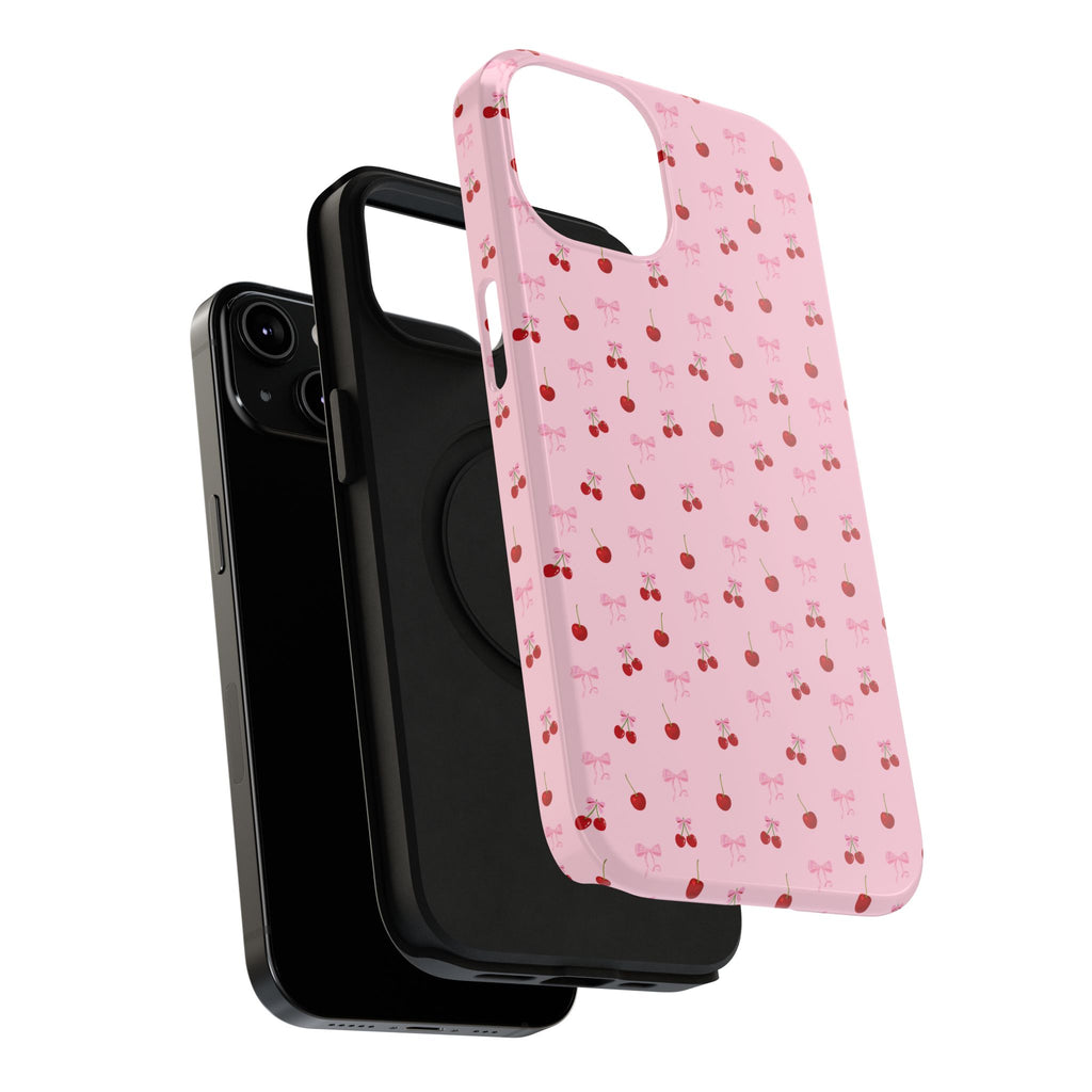 Cherry-Bow Pattern Impact-Resistant Phone Case
