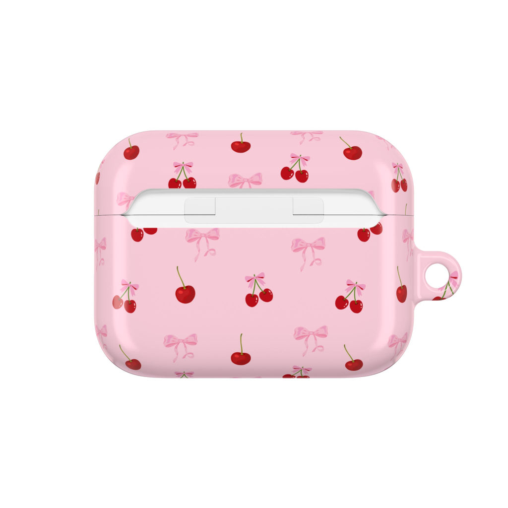 Cherry Bow AirPod Case — Cute Pink Cherry Pattern AirPods Pro Cover