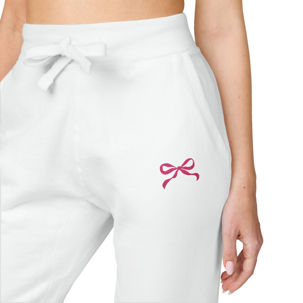 Embroidered Pink Bow Cozy Sweatpants