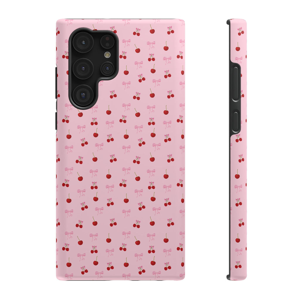 Cherry-Bow Pattern Impact-Resistant Phone Case