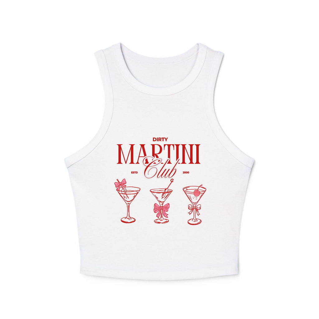Martini Club Racer Tank Top — Retro Cocktail Graphic Crop