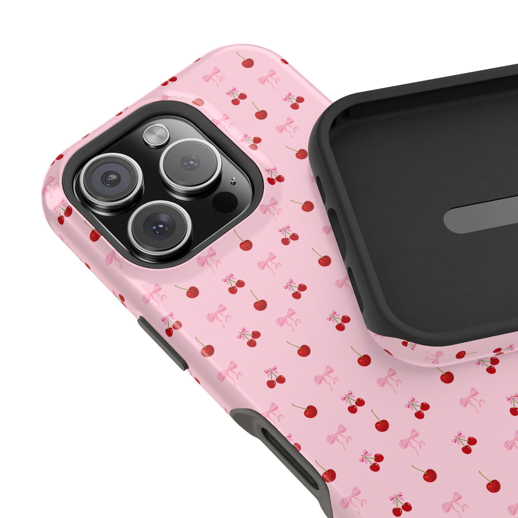 Cherry-Bow Pattern Impact-Resistant Phone Case