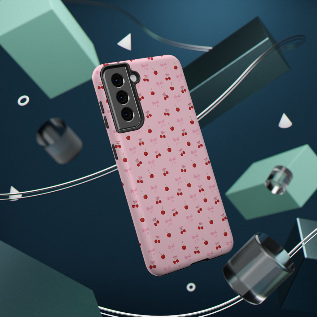 Cherry-Bow Pattern Impact-Resistant Phone Case
