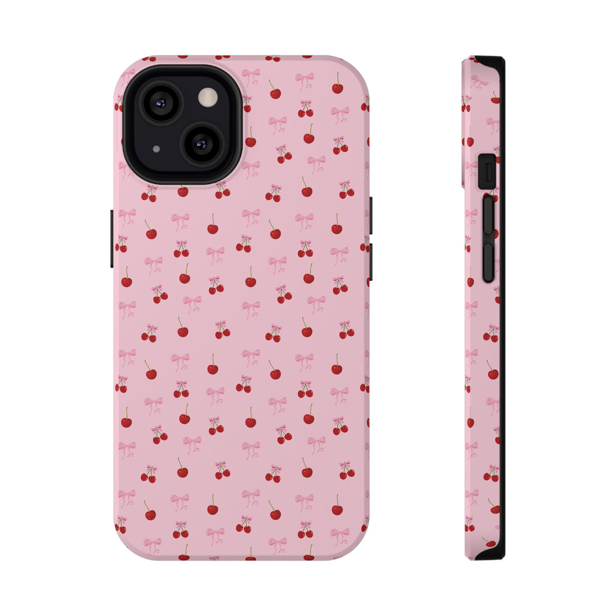 Cherry-Bow Pattern Impact-Resistant Phone Case