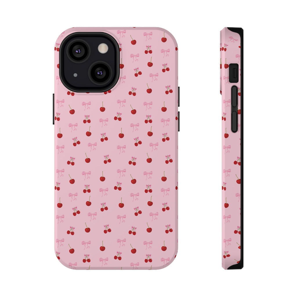 Cherry-Bow Pattern Impact-Resistant Phone Case