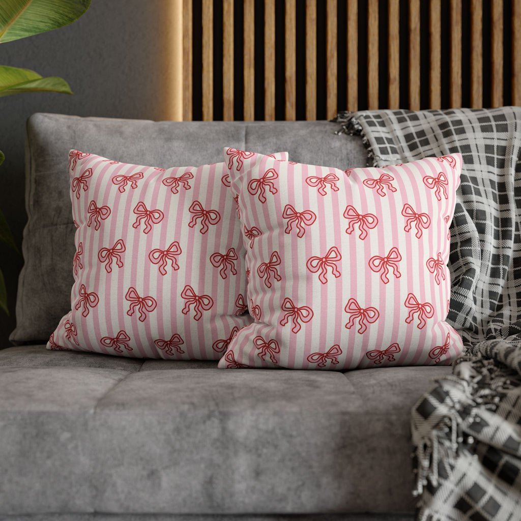 Pink Striped Bow's Pillowcase Cover