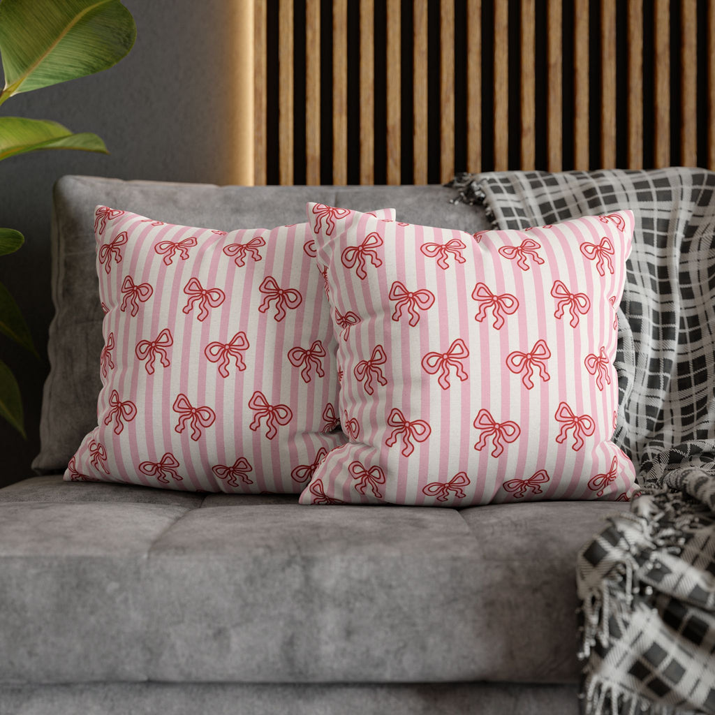 Pink Striped Bow's Pillowcase Cover