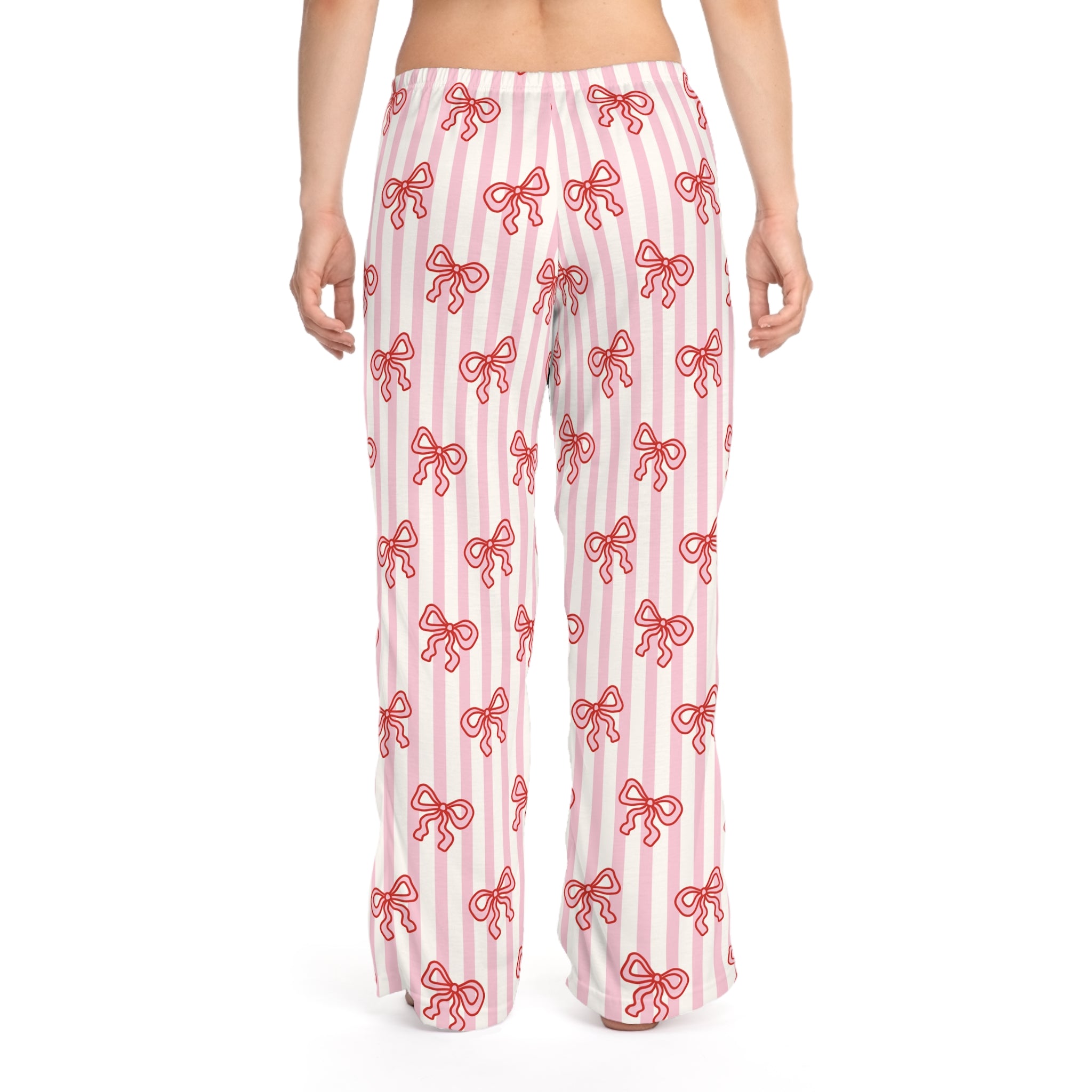 Cozy Pink Bow Stripe Pajama Pants