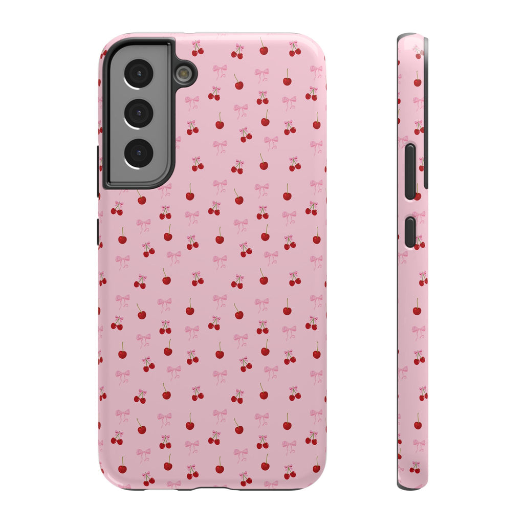 Cherry-Bow Pattern Impact-Resistant Phone Case