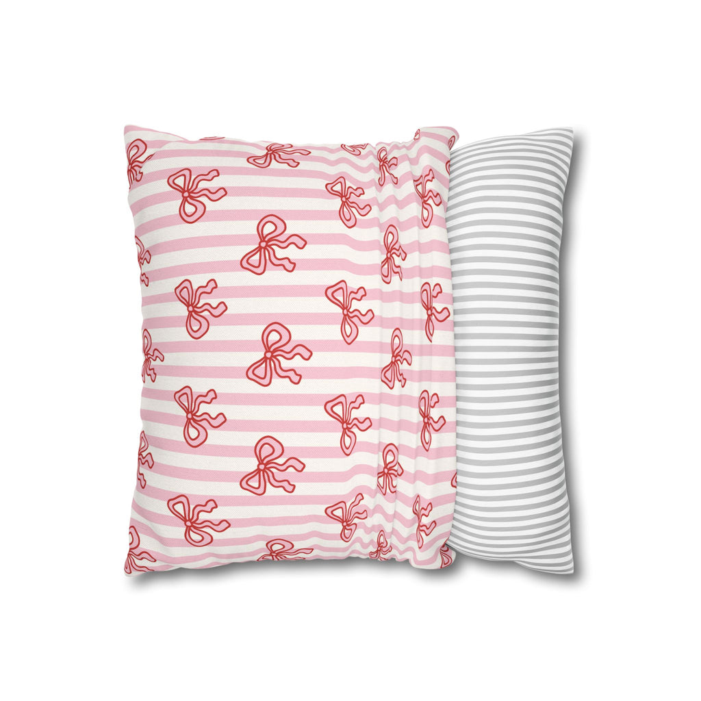 Pink Striped Bow's Pillowcase Cover