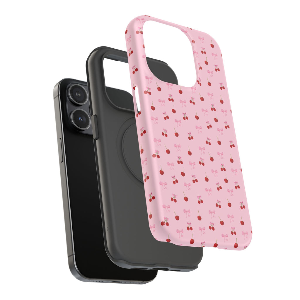 Cherry-Bow Pattern Impact-Resistant Phone Case