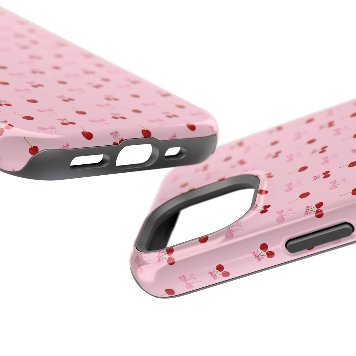 Cherry-Bow Pattern Impact-Resistant Phone Case