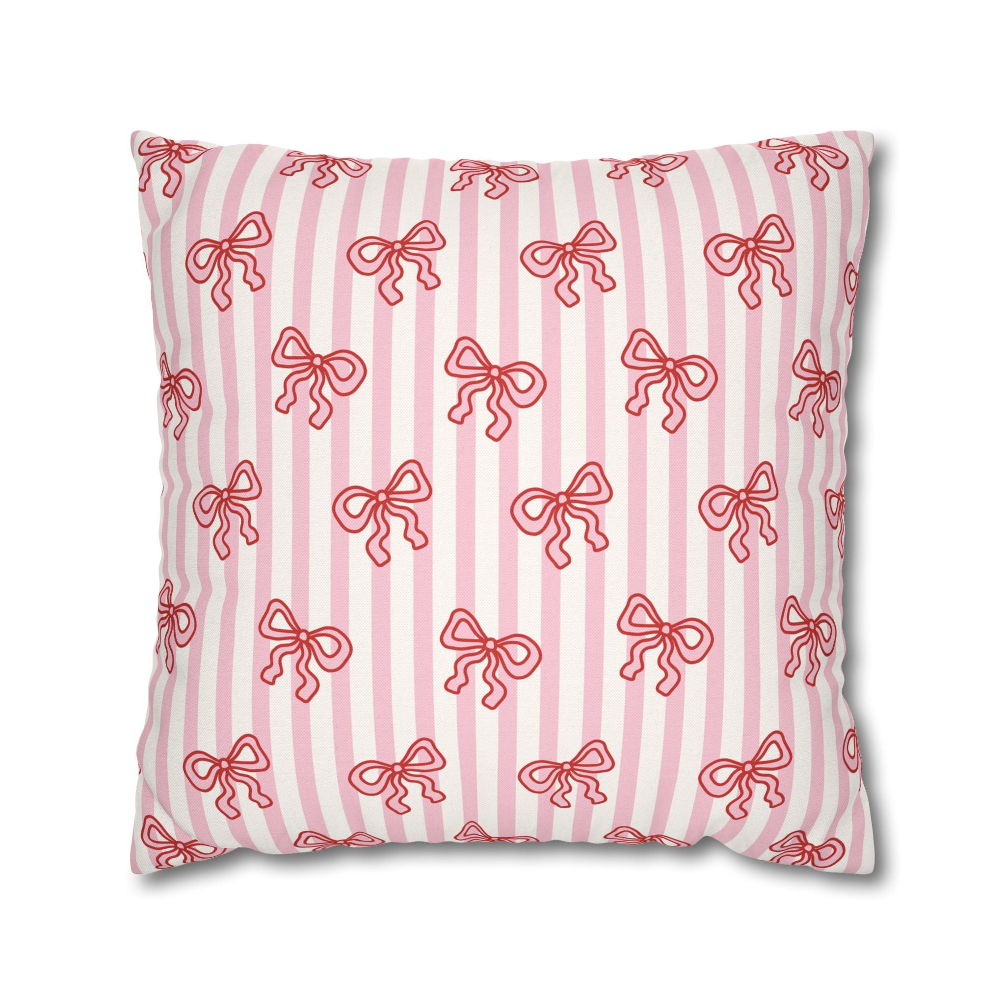 Pink Striped Bow's Pillowcase Cover