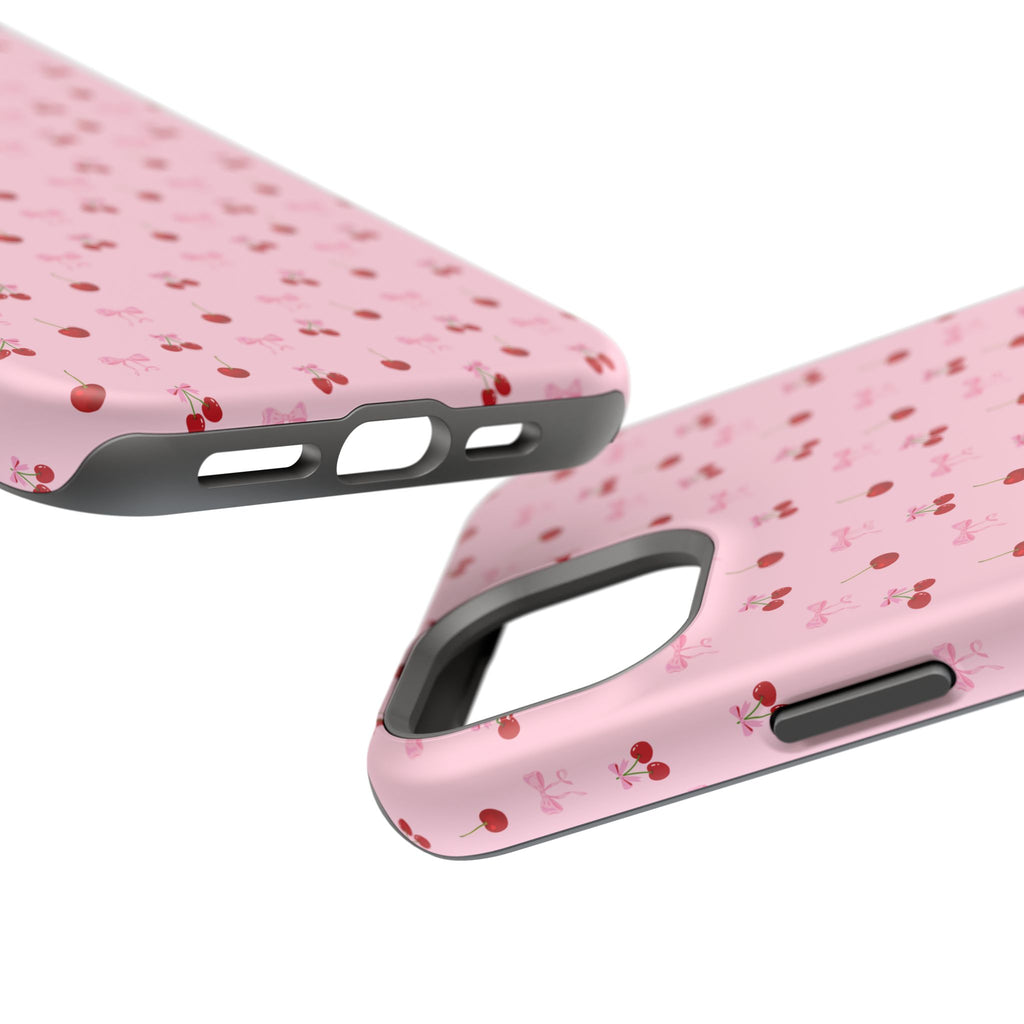 Cherry-Bow Pattern Impact-Resistant Phone Case