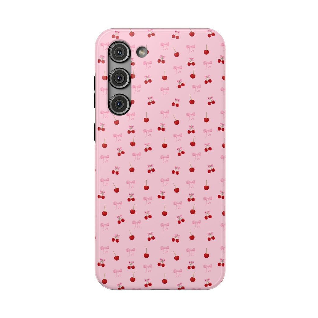 Cherry-Bow Pattern Impact-Resistant Phone Case
