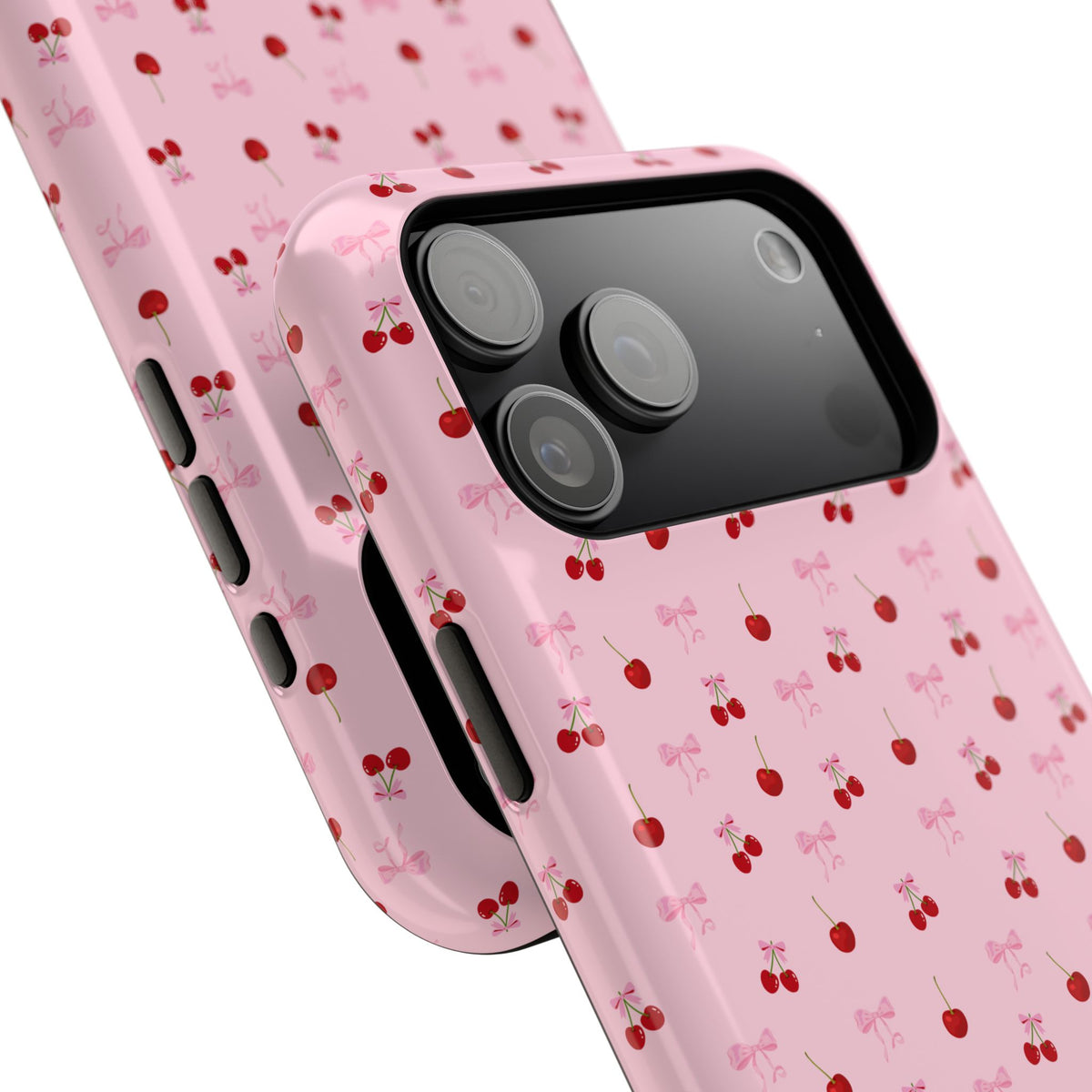 Cherry-Bow Pattern Impact-Resistant Phone Case