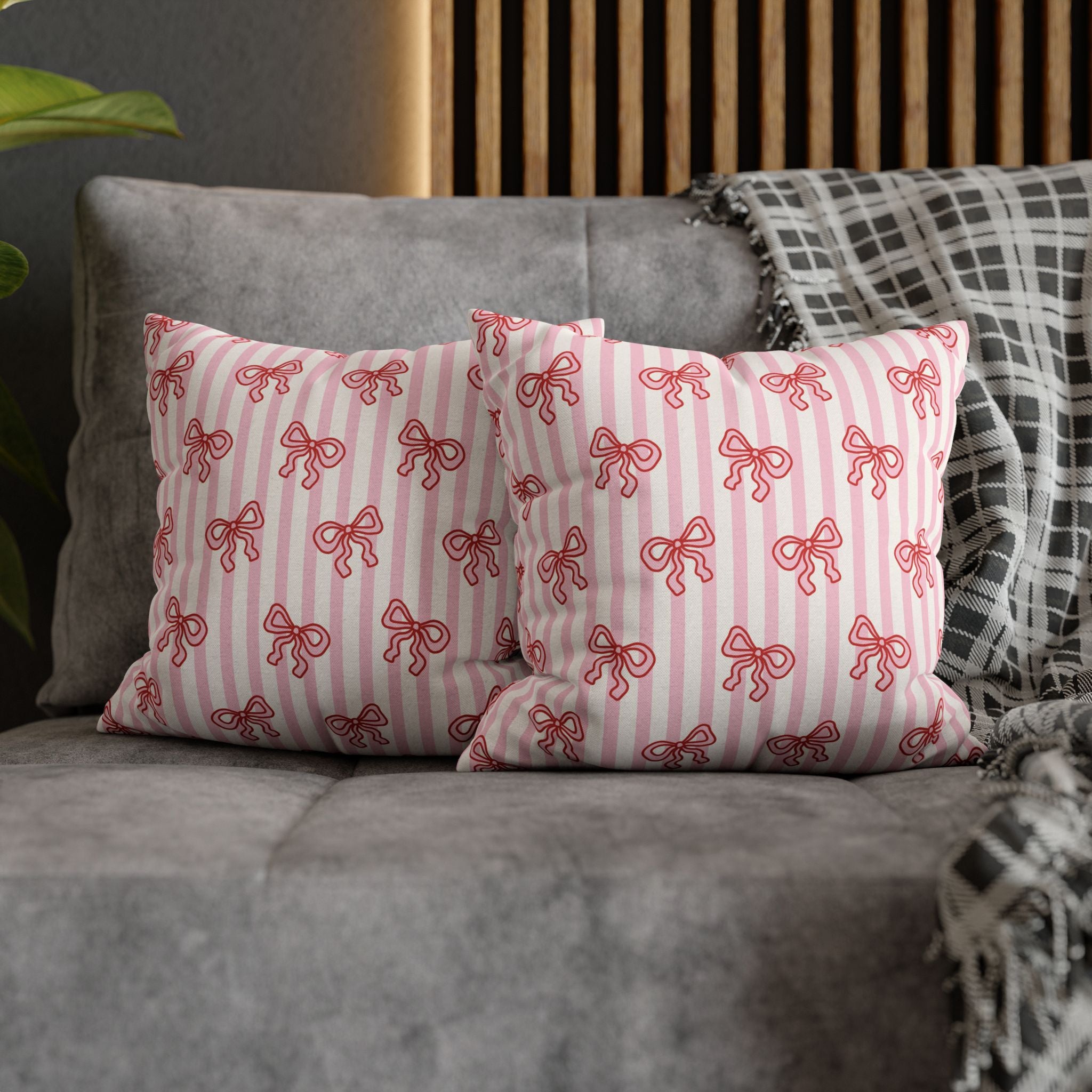 Pink Striped Bow's Pillowcase Cover