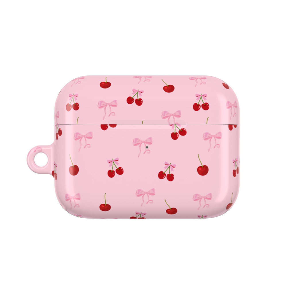 Cherry Bow AirPod Case — Cute Pink Cherry Pattern AirPods Pro Cover