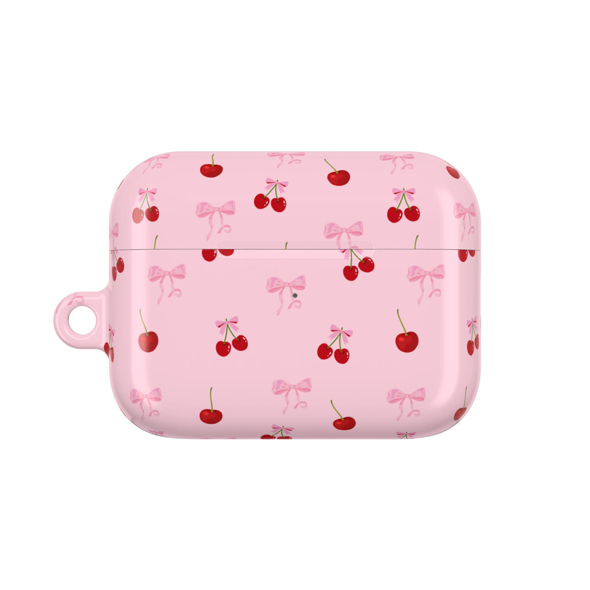 Cherry Bow AirPod Case — Cute Pink Cherry Pattern AirPods Pro Cover