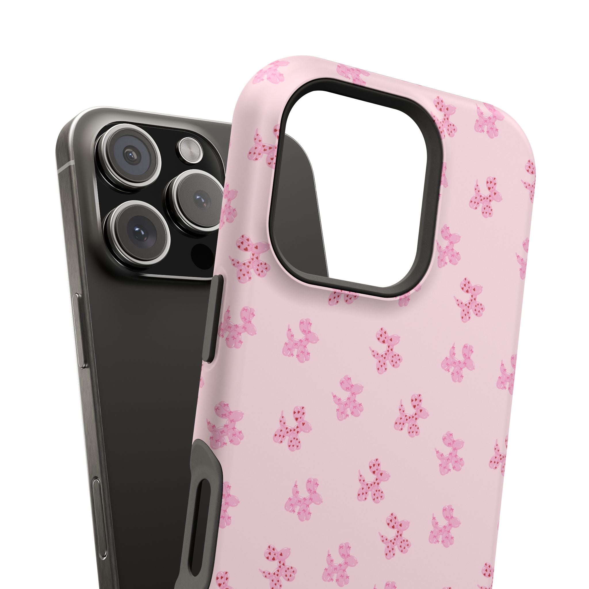 Pink Dog Bow's Cute Pattern Impact-Resistant Phone Case