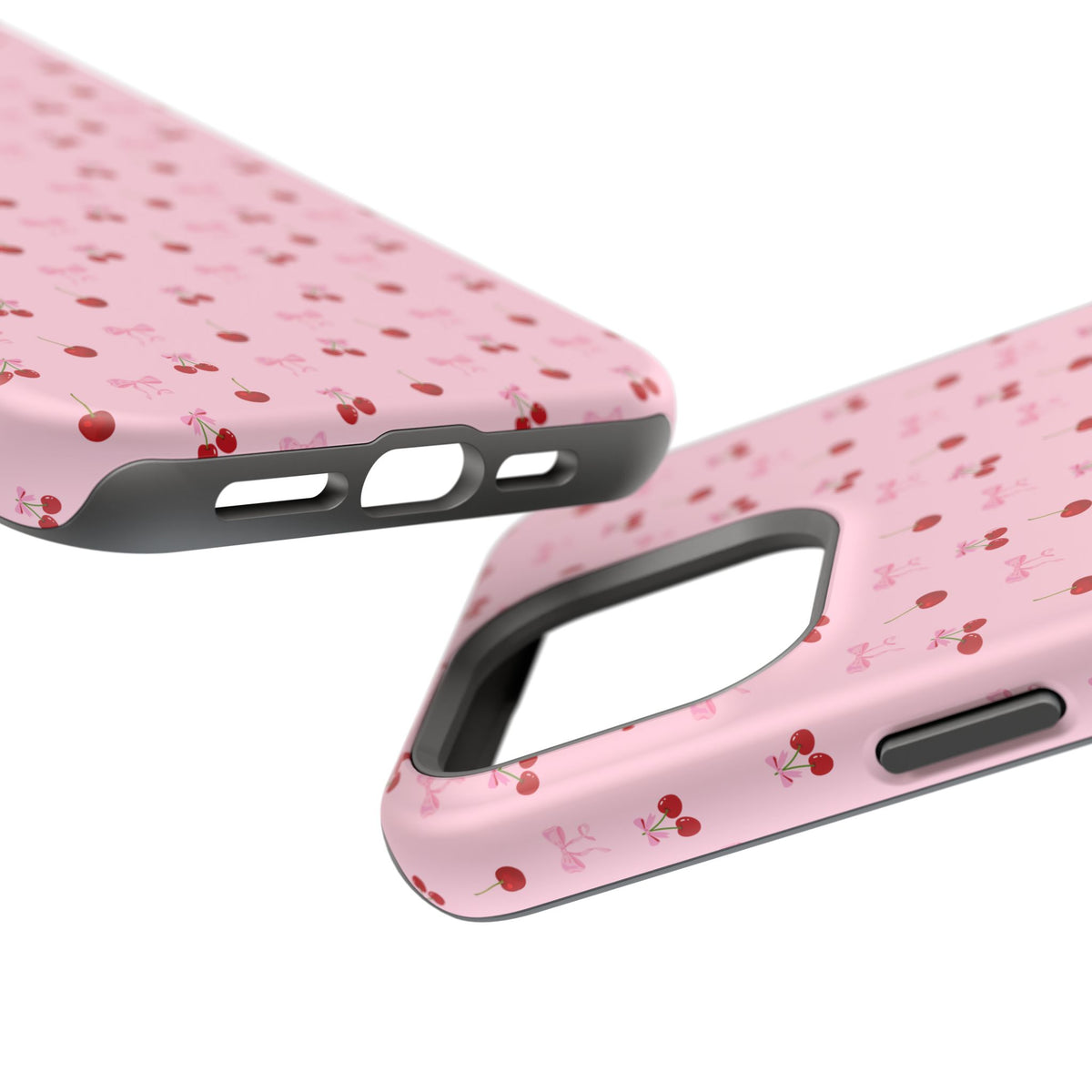 Cherry-Bow Pattern Impact-Resistant Phone Case
