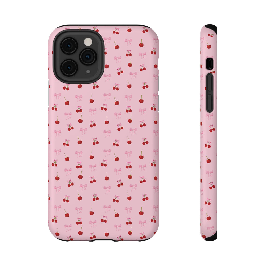 Cherry-Bow Pattern Impact-Resistant Phone Case