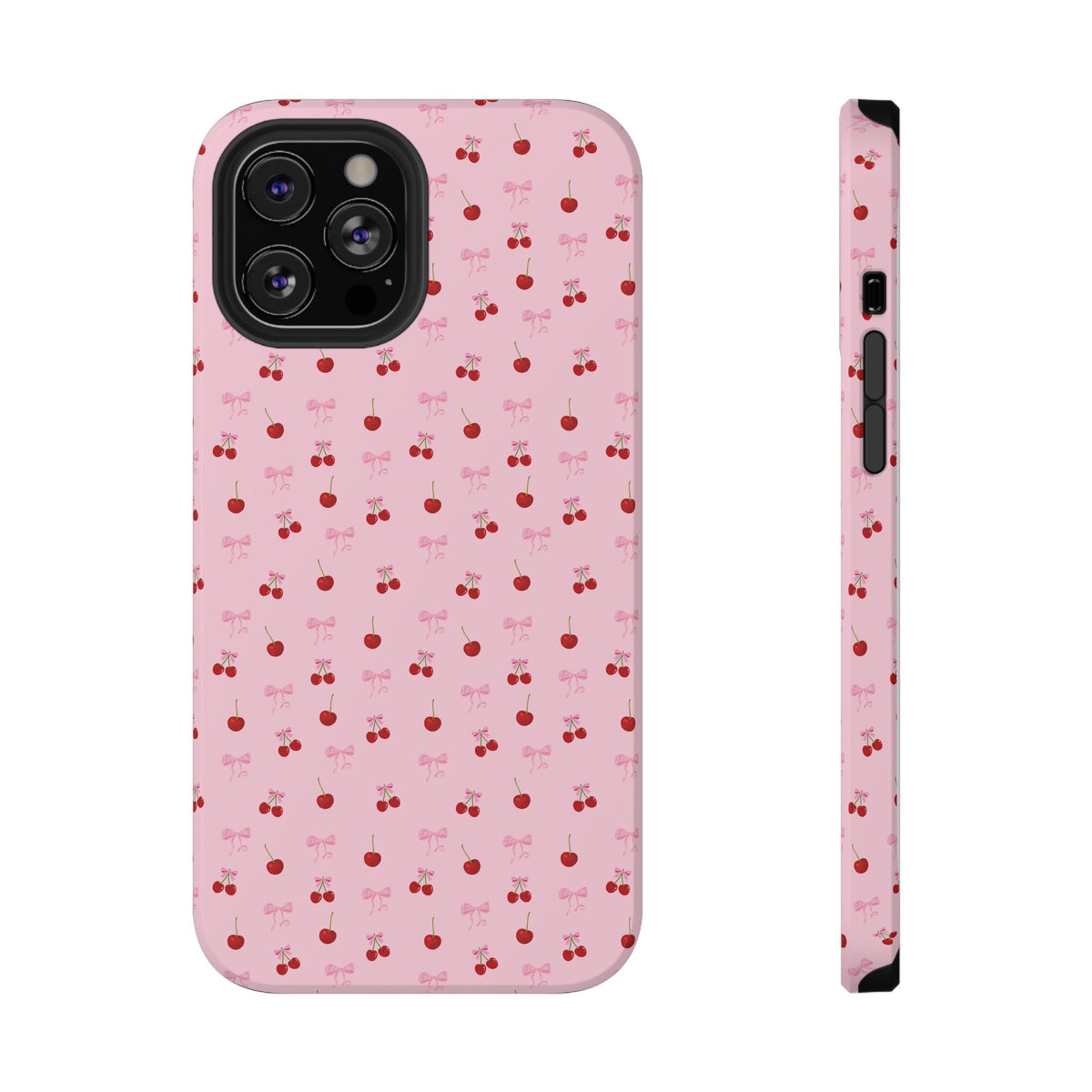 Cherry-Bow Pattern Impact-Resistant Phone Case