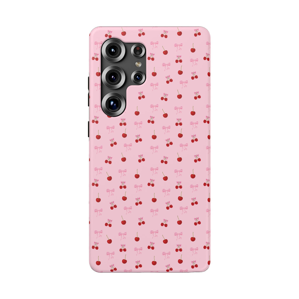Cherry-Bow Pattern Impact-Resistant Phone Case