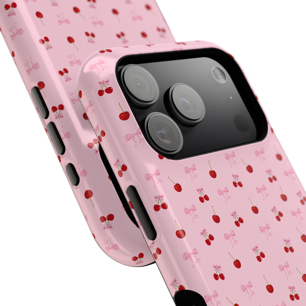 Cherry-Bow Pattern Impact-Resistant Phone Case