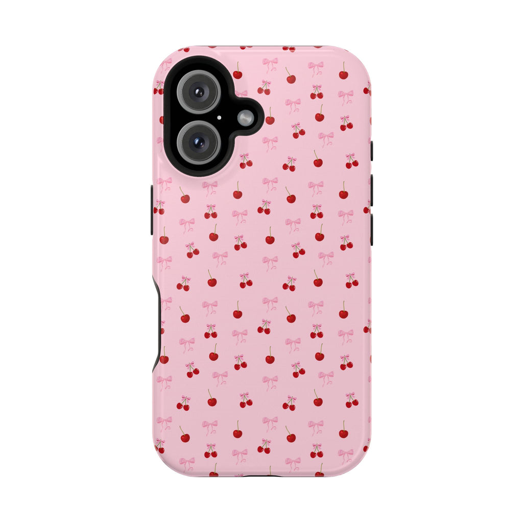 Cherry-Bow Pattern Impact-Resistant Phone Case