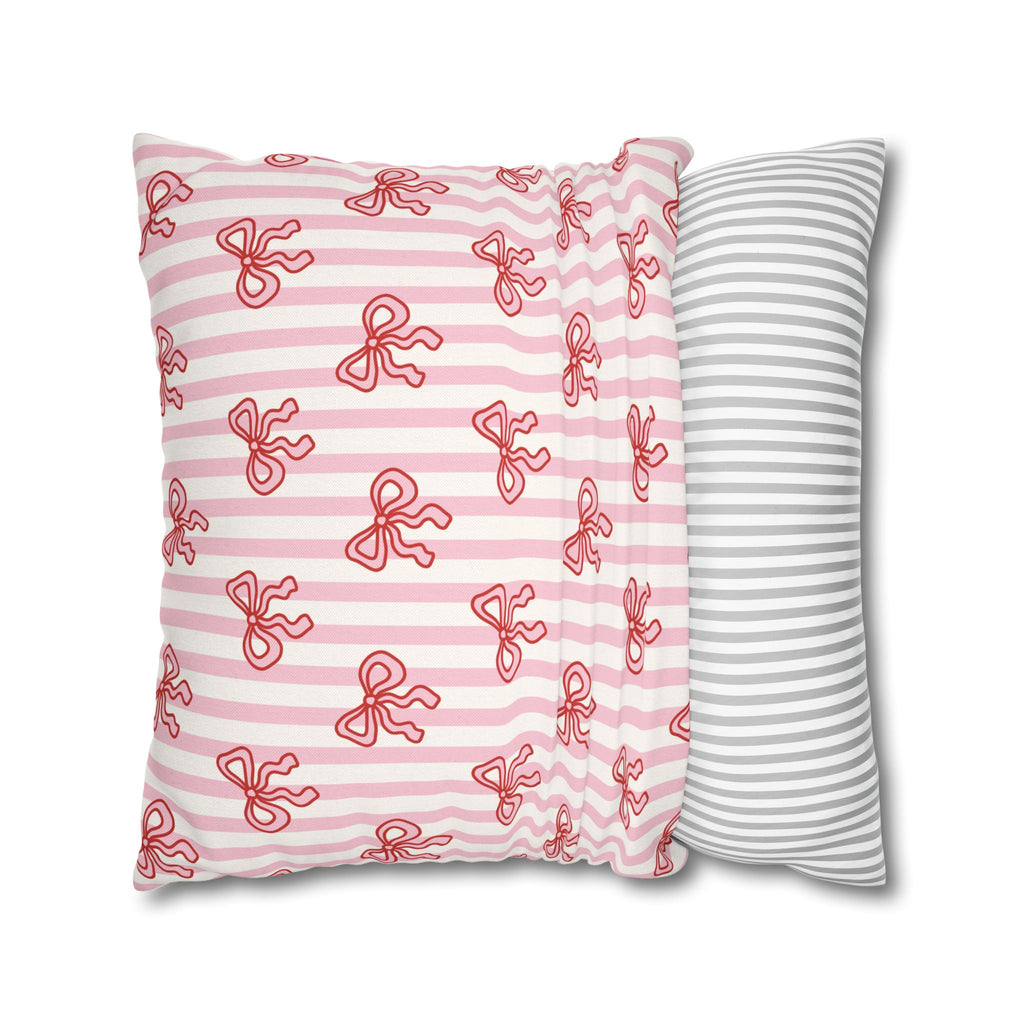 Pink Striped Bow's Pillowcase Cover